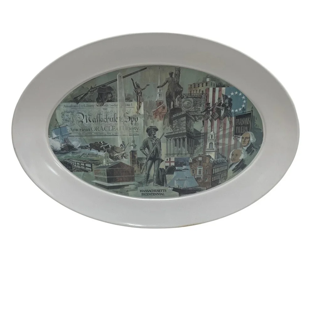 Brookpark 1521 Massachusetts Bicentennial Platter Arthur Manoogian 1975 Melamine